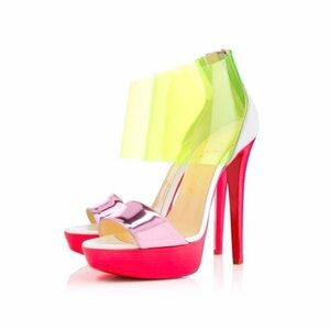 Christian Louboutin Dufoura
Multi Color Suede, PVC & Leather Cutout Heels Size40